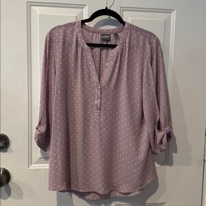 SOHO Jeans-New York & Company Purple Polka Dot Blouse